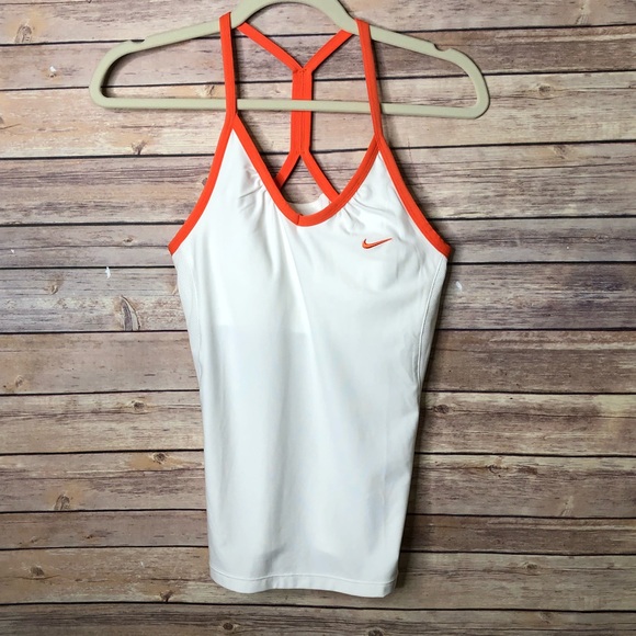 Nike Tops - NWT Nike Fit Dry White/Orange Athletic Tank Sz. M
